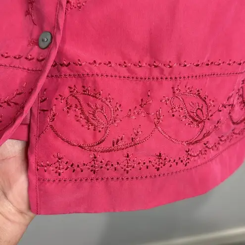 Susan Bristol Pink Vintage Button Up Embroidered Lined Vest Top Size XL