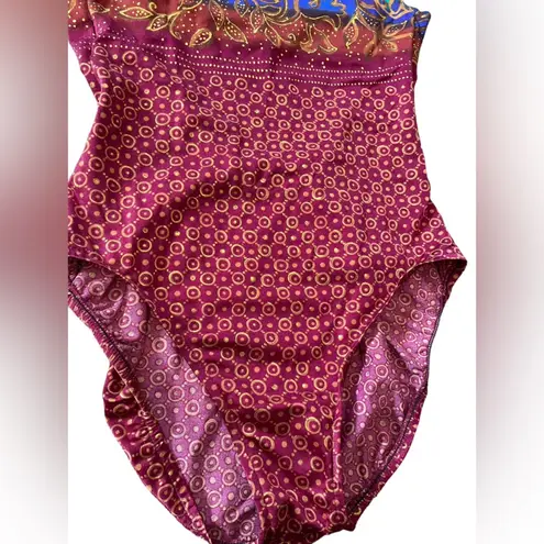 Jantzen Vintage 90s Metallic Hippie Boho Indie Floral Dot One Piece Swimsuit