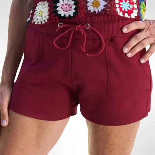 Comfy And Ready Terry Shorts In Wine Size Medium