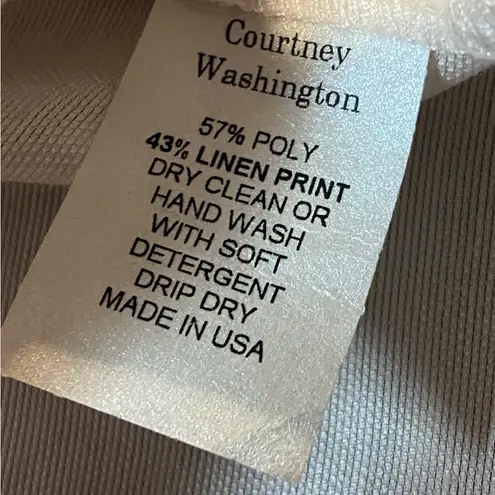 Courtney Washington Women's Large Blouse Linen Blend Animal Print MSRP $168 Brown