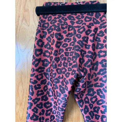 Beach Riot  Ribbed Cara Legging in Wine Leopard Size XS