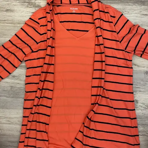 kim rogers Melon Colored with Navy Blue Stripes Mock Tank Top with Cardigan XL