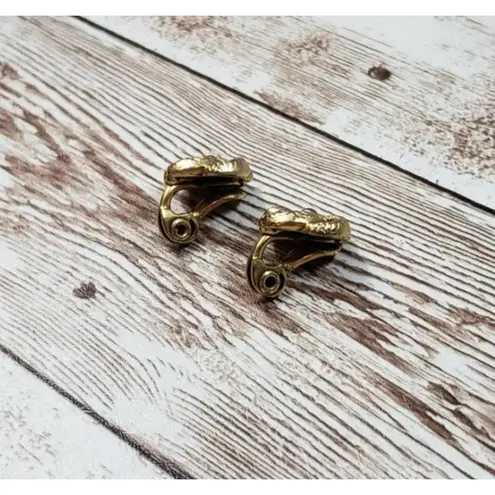 YSL Yves Saint Laurent Vintage Clip On Earrings Swirl Flower