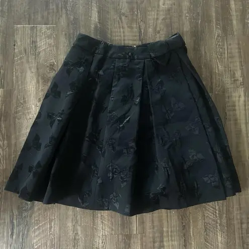 Kate Spade Skirt The Rules Bow Themed Black Pleated Mini Skirt Black Sz 6