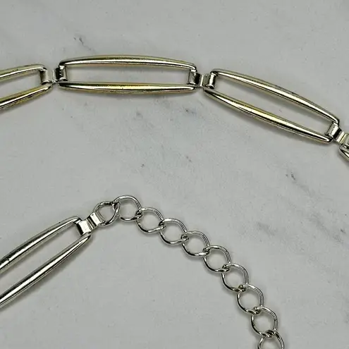 The Bar Skinny Silver and Gold Tone Metal Chain Link Belt Size Large L XL