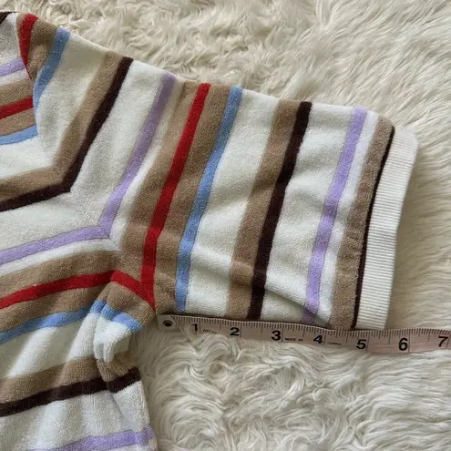 Veronica Beard Brendan Striped Short-Sleeve Cardigan Stone Khaki Multi Sz M - Image 13