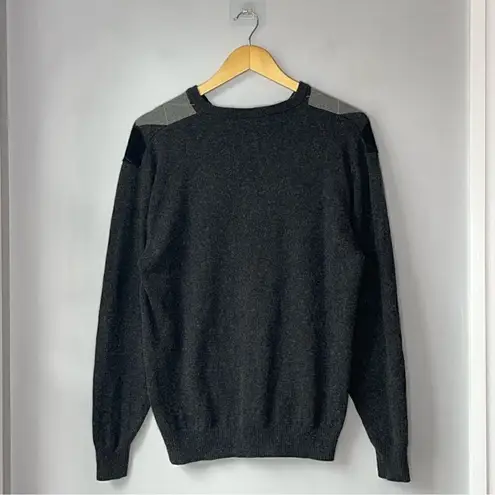 Luigi Baldo Cashmere Silk Arguyle Sweater V Neck Black Size M