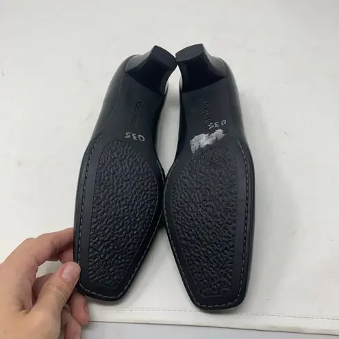 Naturalizer Black Leather Kitten Heel Pump Loafer Square Toe Y2K Size 8 Classic