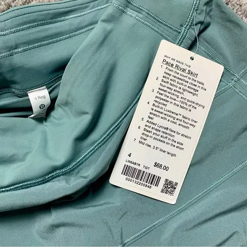 Lululemon NWT  Pace Rival Skirt *Tidewater Teal