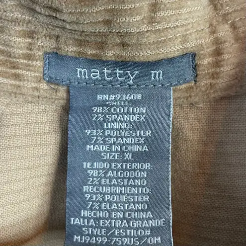 matty m Cotton Blend Corduroy Shirt Jacket Shacket Brown Tan Gorpcore womens XL