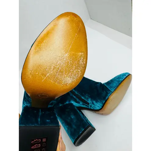 Dries Van Noten Women’s Turquoise Velvet Ankle Boots Size EU 38 Statement Shoes