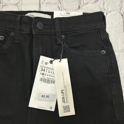 ZARA  The Dreed Ankle Flare Jeans in Elvira Black Size 2 High Rise NWT