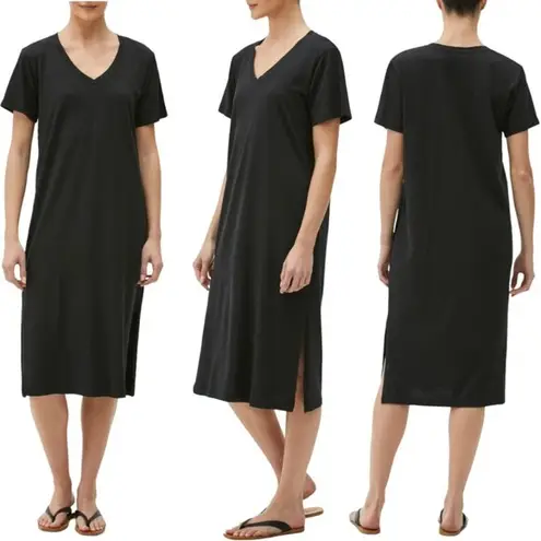 Michael Stars Sandra V-Neck T-Shirt Midi Dress Women's Small Black Casual Travel
