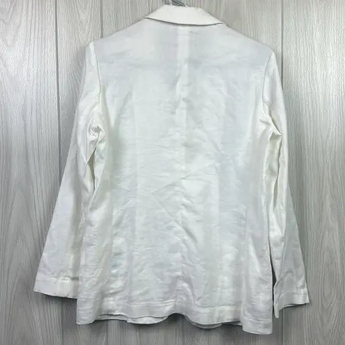 J. McLaughlin  Womens Blazer XS White Linen Pocket Jacket Lagenlook Breathable