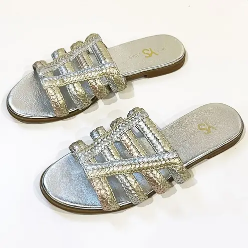 NEW Yosi Samra 9 Molly Braided Leather Slide Sandals Metallic Anthropologie NWOT Gold