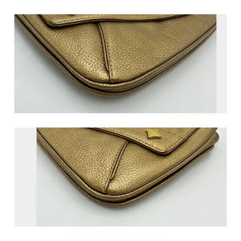 MCM Gold Leather Studded Flap 2 way shoulder bag or clutch