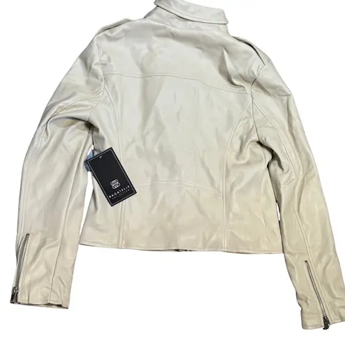 Bagatelle NWT Cream Faux Leather Moto Jacket Women’s M | Vegan Neutral Chic Fall