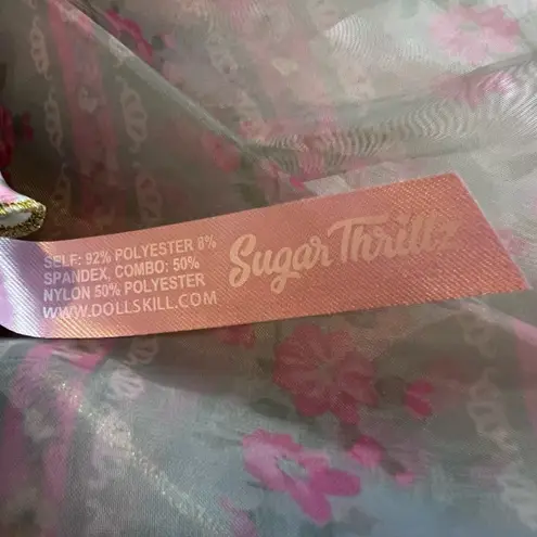 NWT Sugar Thrillz Eat Your Cake Pastel Puff Sleeve Cropped Blouse Coquet