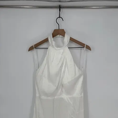 Lulus Eternity Together White Satin Halter Mermaid Maxi Dress Size L Size L