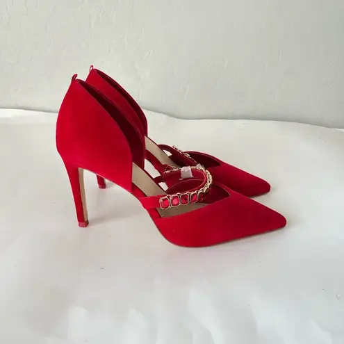 Boden Crystal Strap Courts Jewel Velvet Pump Heels Poinsettia Red EU 40 US 8.5 Size 9