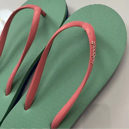 Feelgoodz • Teal Pink Blue Flip Flops Green Size 7