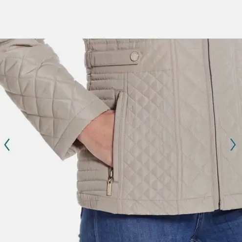 Giacca quilted jacket, light stone color, zip front, nice pockets, Sz M Size M