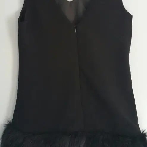 Soloiste Faux Fur Trim Black Dress Size Small