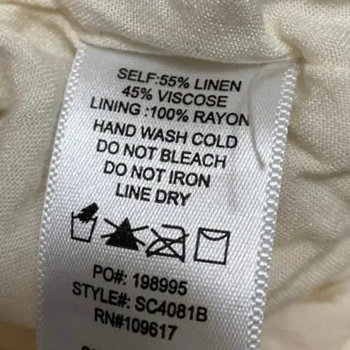 Shinestar  Women's White Linen Button Fly Belted High Rise Paperbag Shorts Size S