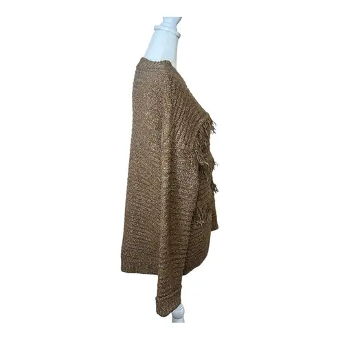 MOUSSY Brown Fringe Boho Slouchy Oversized Sweater One Size Chunky Cozy Hippie Size M