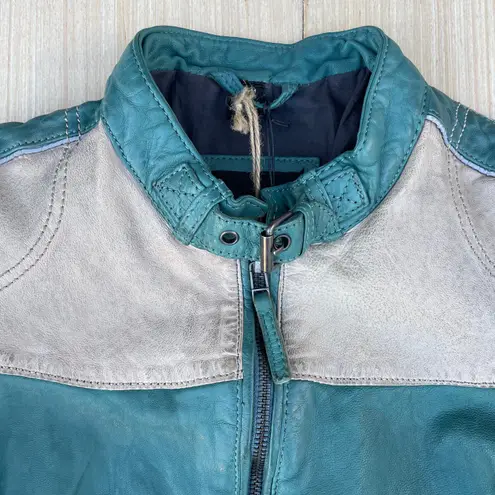 Mauritius Pattie RF lambskin leather racing style jacket size US 8 M medium