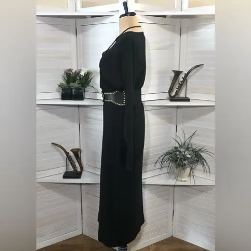 Vintage Y2K 90s Wool Blend Gray Long Sleeve Sweater Midi Dress Size M L Black Size M