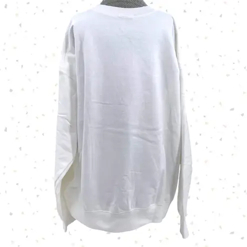 The Bar Varsity Sweatshirt White on White Oversized Crewneck Pullover Size XL