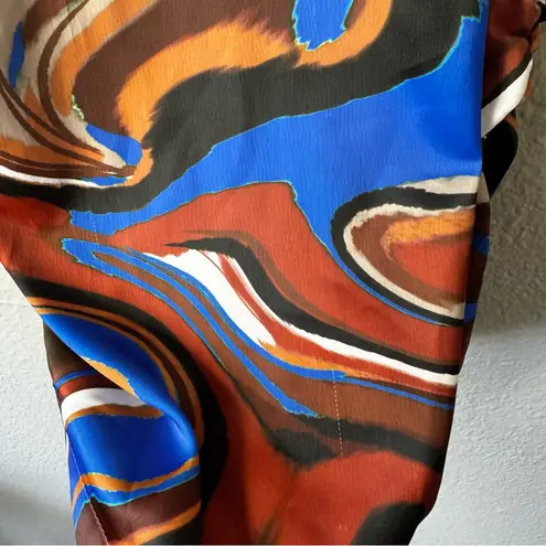 Pretty Little Thing NWT Chocolate Brown & Blue Marble Print Satin Corset Midi Dress Size 2 thumbnail 10