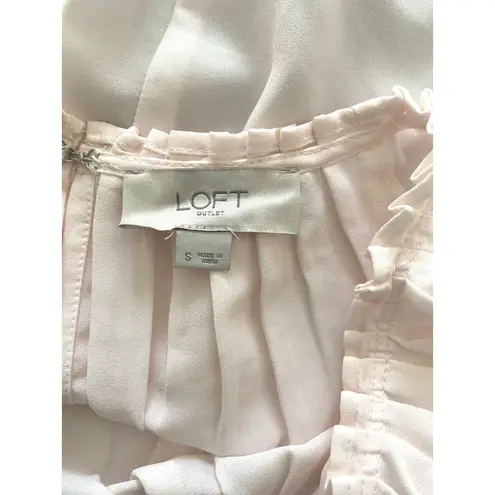 LOFT Fan Floral Light Pink Crewneck Blouse Short Sleeve Lightweight Top Sz S