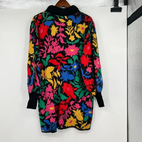 Farm Rio Anthropologie TROPICAL GARDEN SWEATER MIDI mock neck DRESS size large