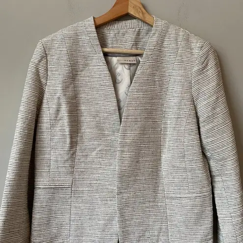 Kenar Nordstrom Womens Large Long Sleeve Striped Linen Career Blazer Jacket Chic
