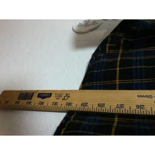 Original Use Flannel Shirt Plaid LongSleeve ButtonUp Top Black BlueYellow M(252)