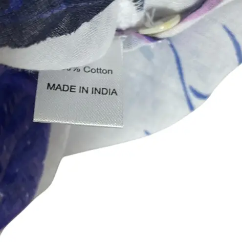 BANJANAN $175 Vivian Floral Peplum Top In Jubilee Blue And White S