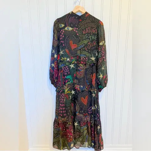 Farm Rio Amazonia Puff-Sleeve Printed Maxi Dress worn by Kelly Clarkson M