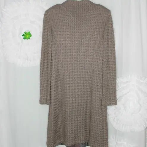 St. John Couture Knit Coat Textured Size 6 Brown Purple Silk Lined Long