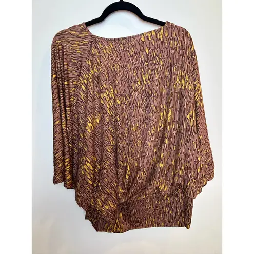 Lounge The Muses Brown Gold Top Women Size Large Faux Wrap