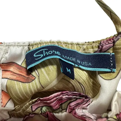 Shore Tropical Floral Above The Knee Mini Dress size medium White foliage