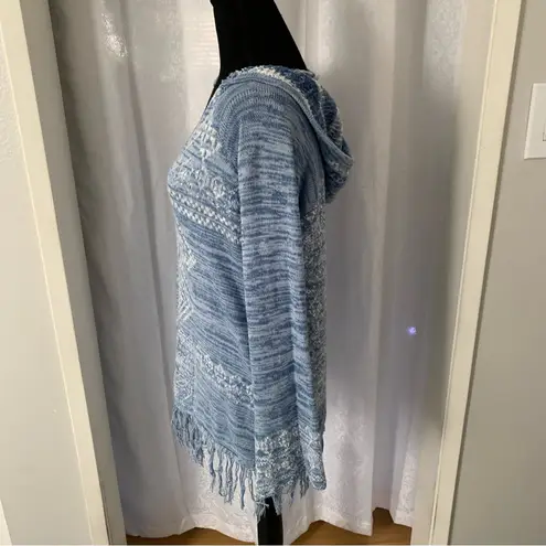 LOVE STITCH FRINGE SWEATER Sz. M Blue Size M