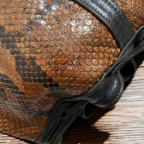 Edmond Bassetti Vintage Snakeskin Leather Shoulder Bag and Change Purse Brown