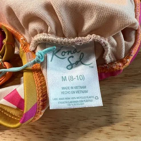 Kona Sol Women's Pink and Orange Abstract Print Bikini Top - Size Medium - NWT