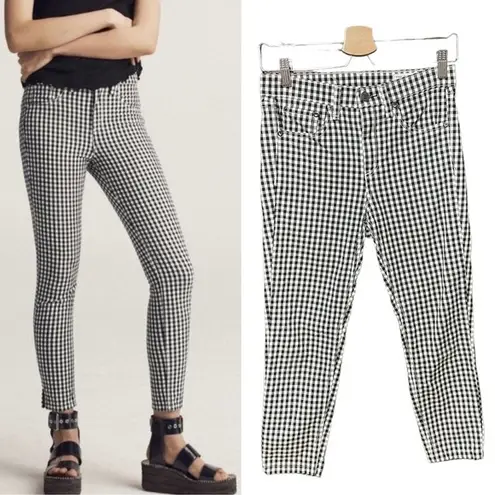 Rag and Bone  10 Inch Capri Gingham Jeans Black White Size 26