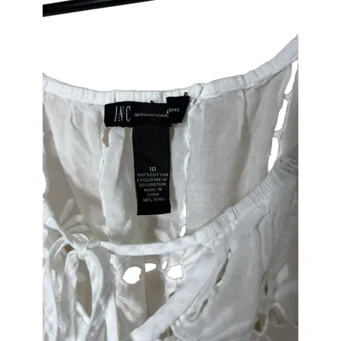 INC International Concepts White Eyelet Embroidery Short Sleeve Mini Dress 10