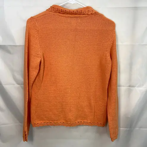 Chadwick's Vintage women's orange crocheted button collared sweater cardigan S