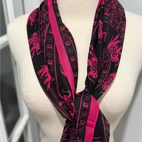Black and Pink Scarf with Elephants