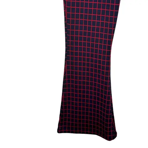 Umgee  Women's Pants‎ Flair Leg Button Plaid Trousers High-Rise Red/Black Small